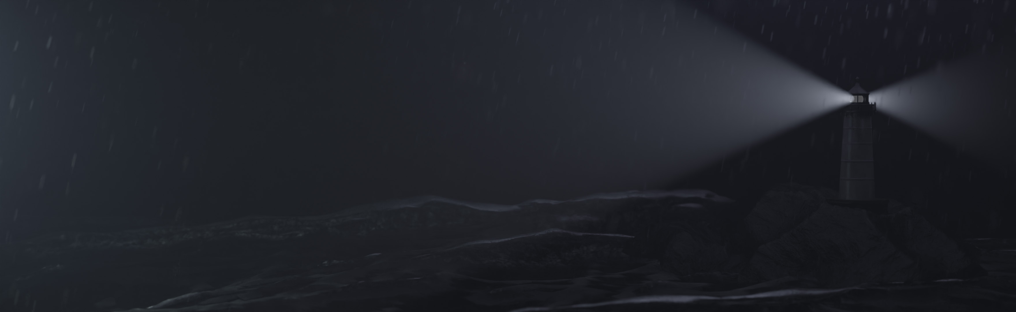 A 3d render of a light house with rough seas made by Ryan Lemley